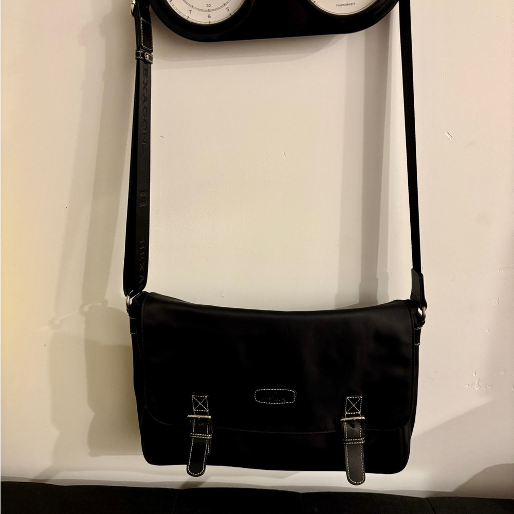 Classic Black Messenger Bag with Adjustable Strap